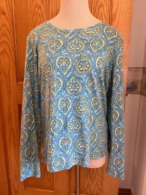 Blue Paisley Long-Sleeve Women's Top